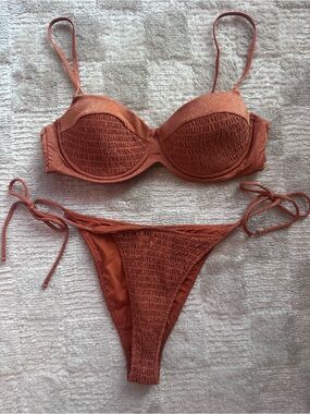 l*space Rust Textured Underwire Bikini Set